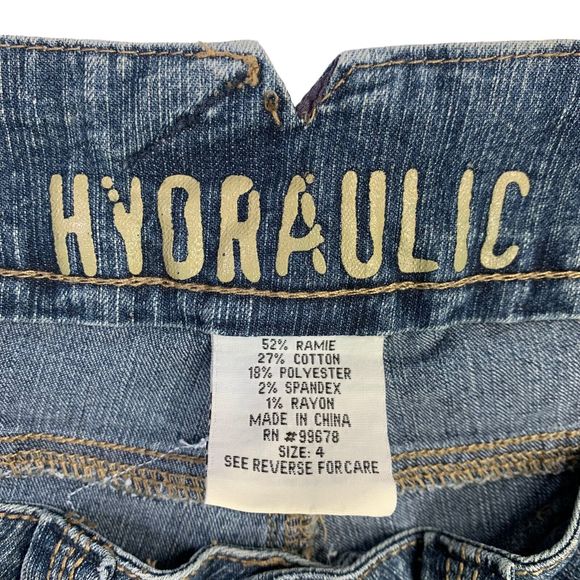 Patched Boho Jeans Pink Hearts Wide Leg Upcycled Denim Womens 4 Hydraulic - Picture 13 of 13